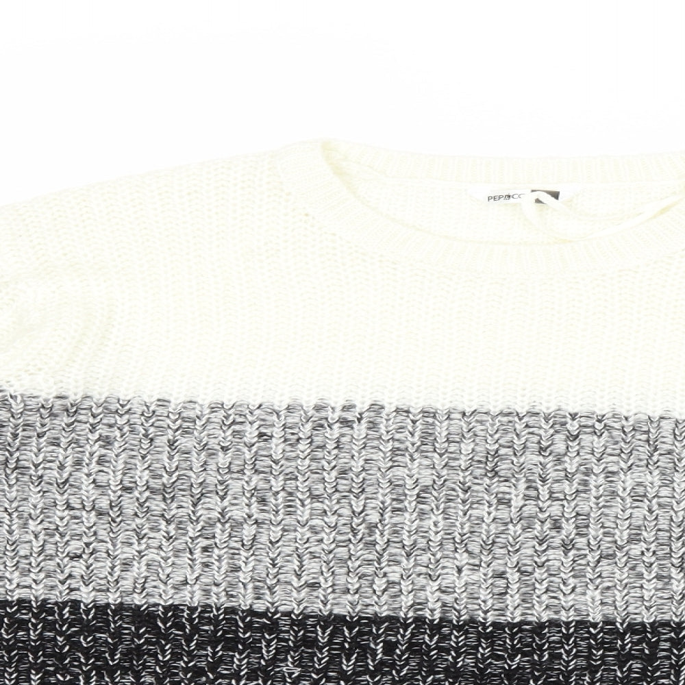 PEP&CO Womens Grey Striped Knit Pullover Jumper Size XL