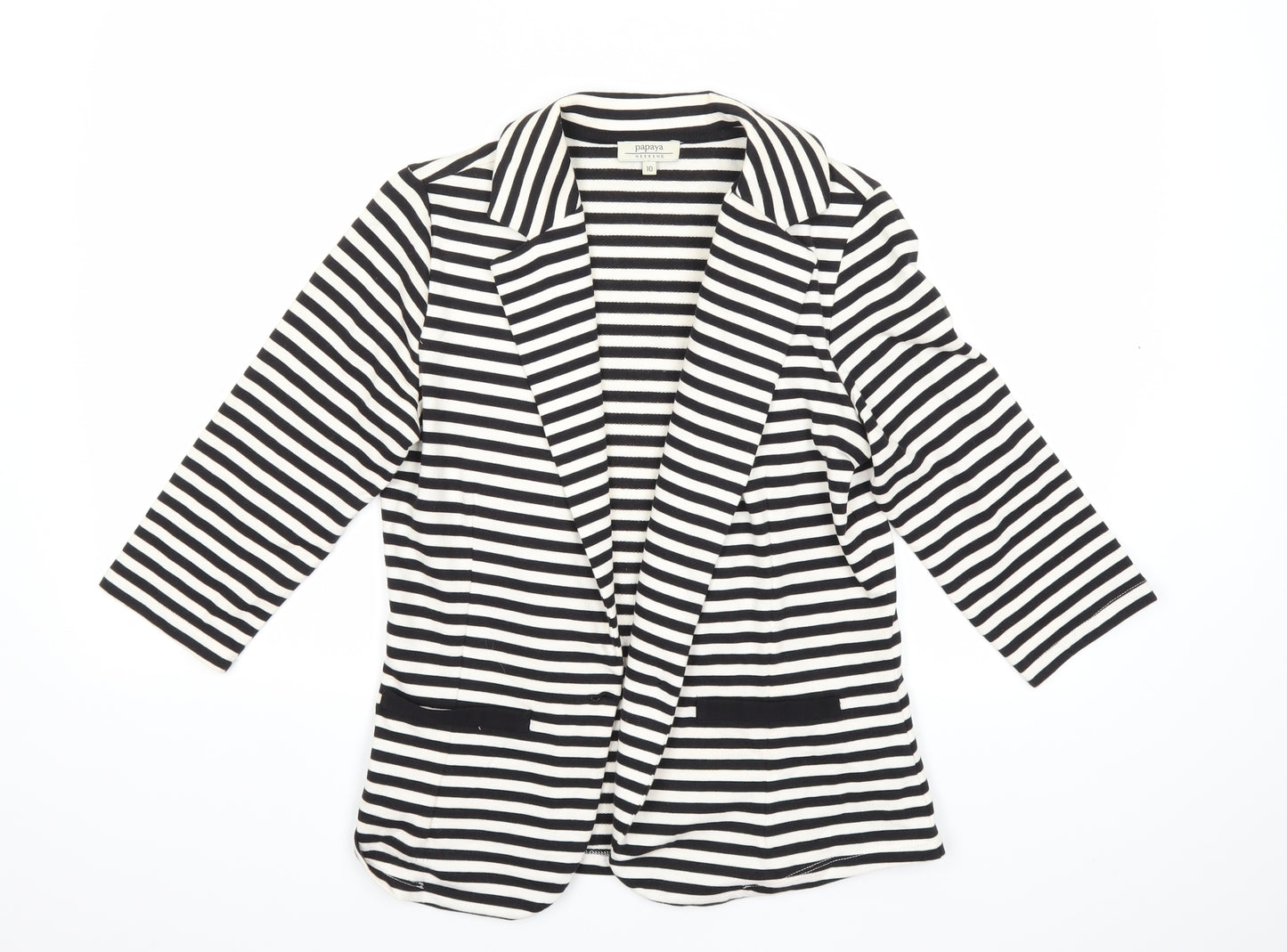Papaya Womens Black Striped  Jacket Blazer Size 10