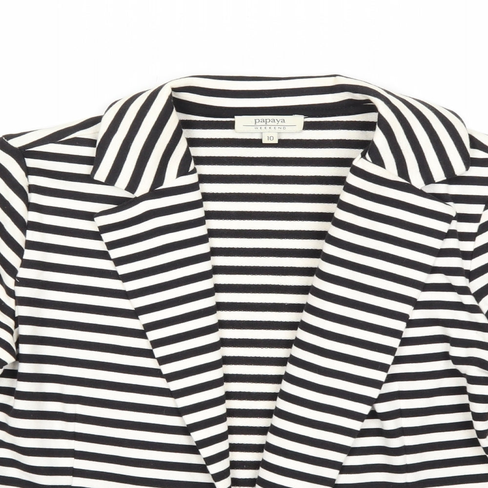 Papaya Womens Black Striped  Jacket Blazer Size 10