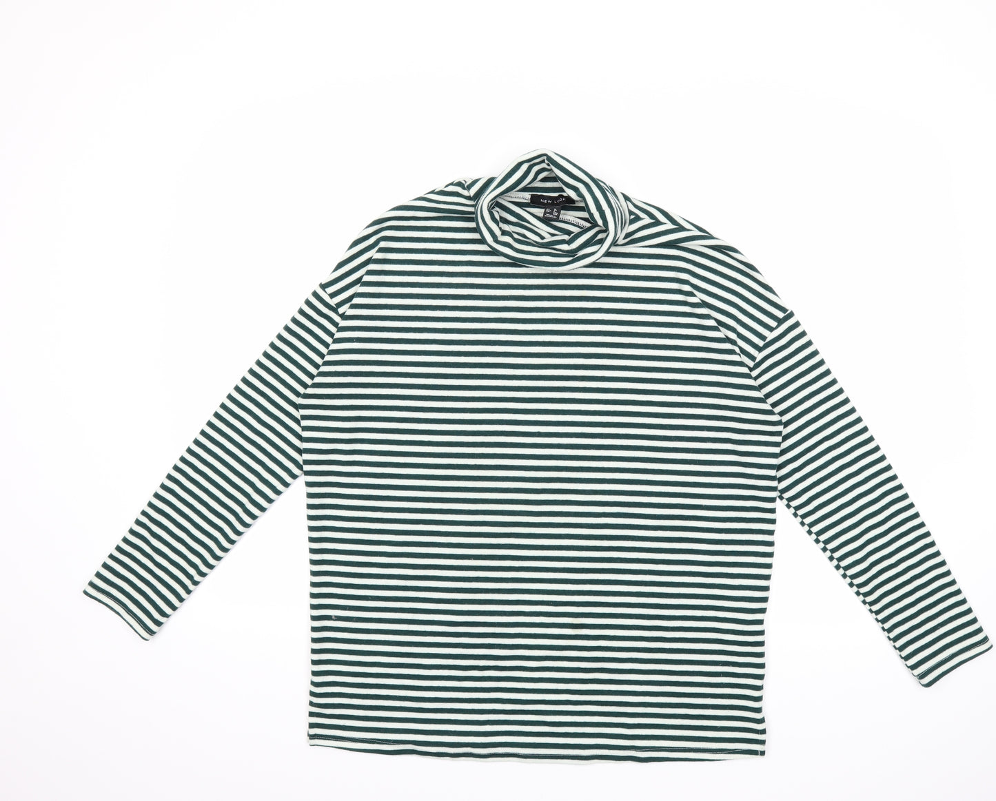 New Look Womens Green Striped  Basic T-Shirt Size 12