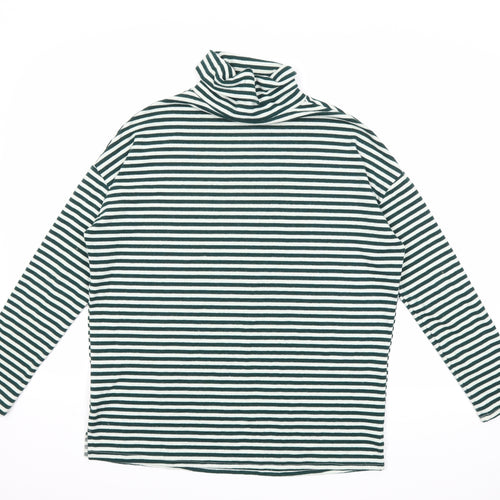 New Look Womens Green Striped  Basic T-Shirt Size 12