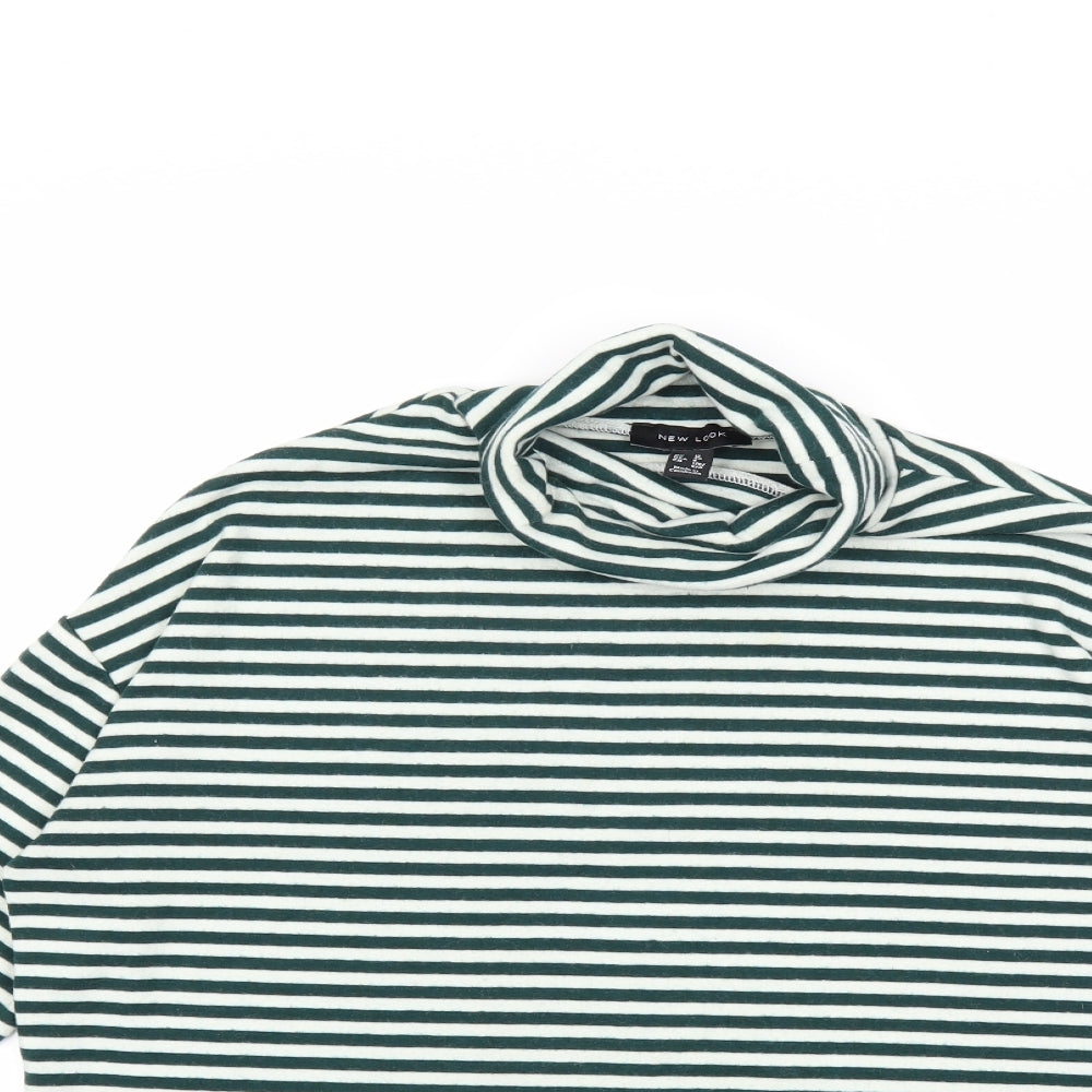 New Look Womens Green Striped  Basic T-Shirt Size 12