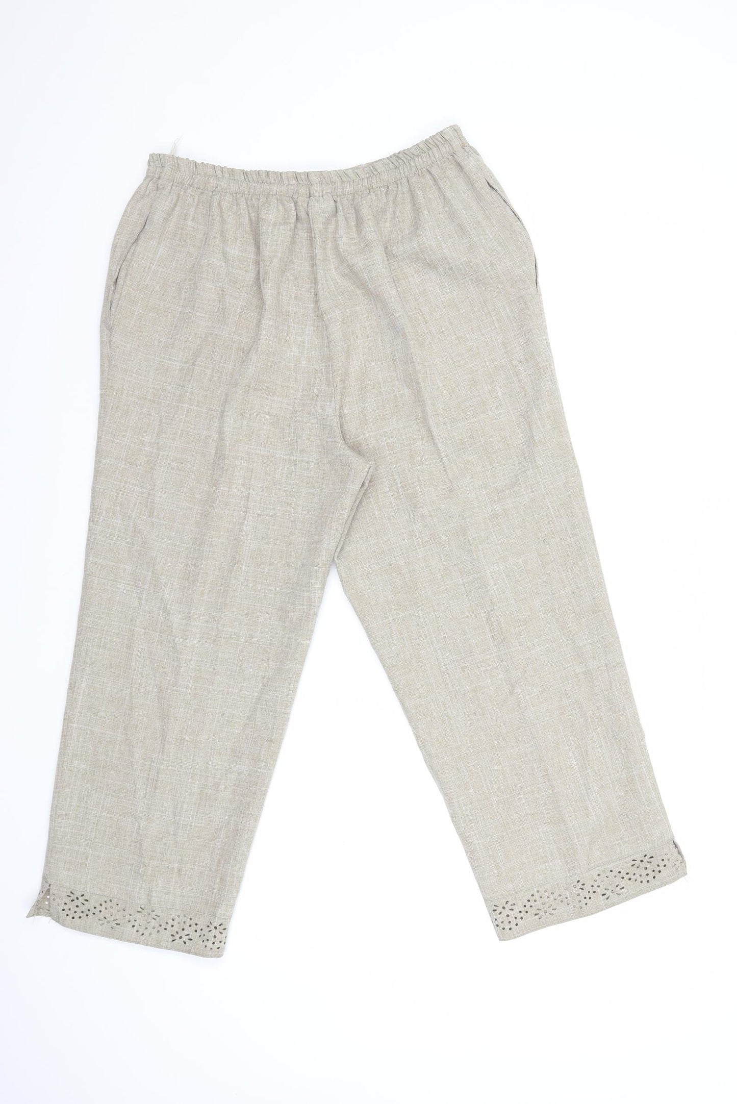 Afibel Womens Beige   Cropped Trousers Size 16 L23 in