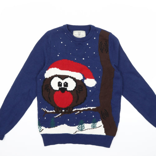 NEXT Mens Blue  Knit Pullover Jumper Size S  - chrismtas