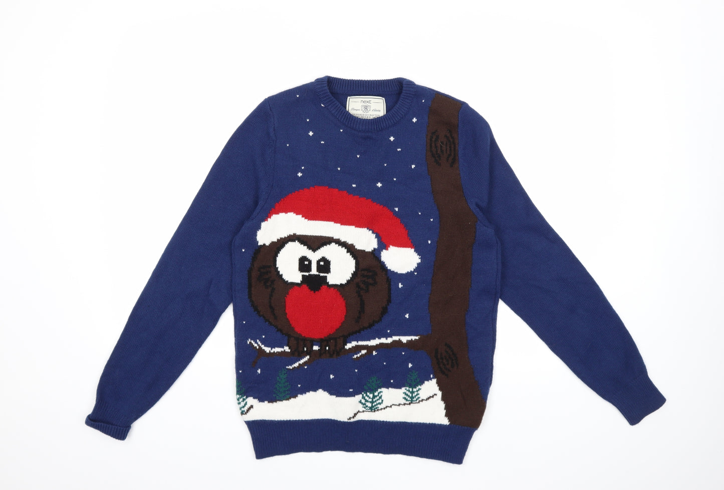 NEXT Mens Blue  Knit Pullover Jumper Size S  - chrismtas