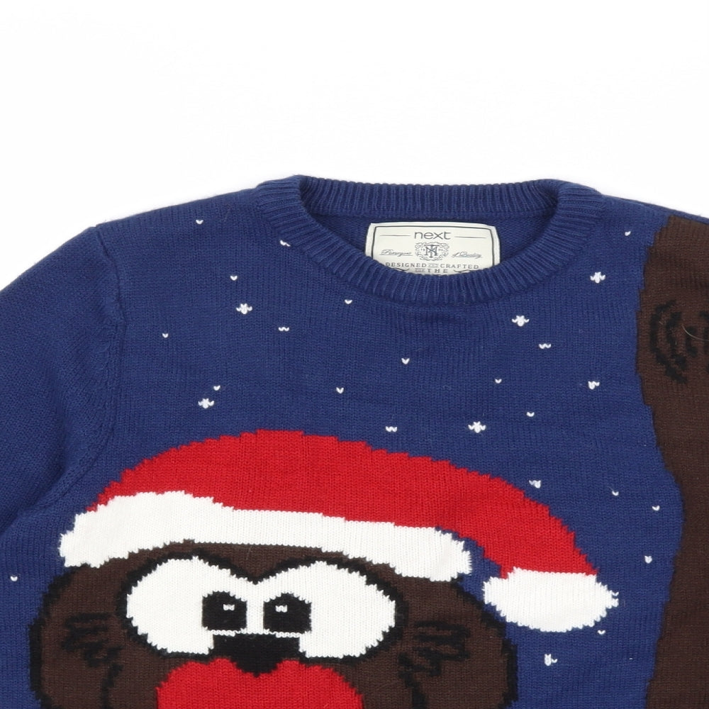 NEXT Mens Blue  Knit Pullover Jumper Size S  - chrismtas