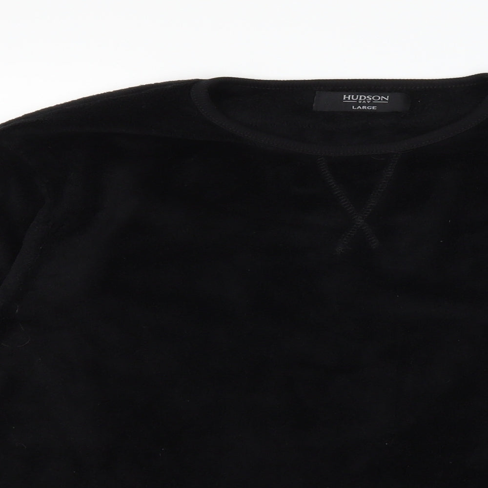 Hudson Bay Mens Black  Fleece  Pyjama Top Size L