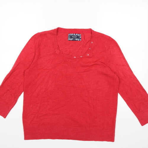 Maine Womens Red  Knit Pullover Jumper Size 16