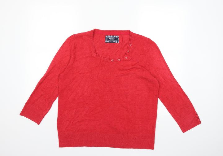 Maine Womens Red Knit Pullover Jumper Size 16