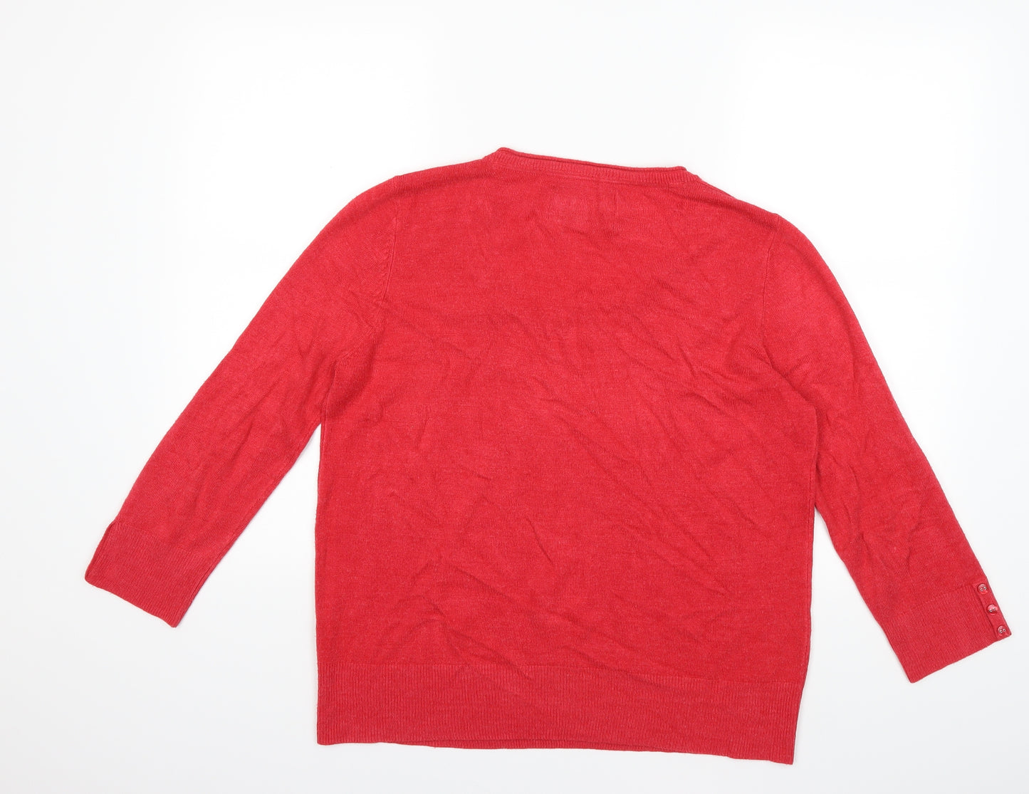 Maine Womens Red  Knit Pullover Jumper Size 16