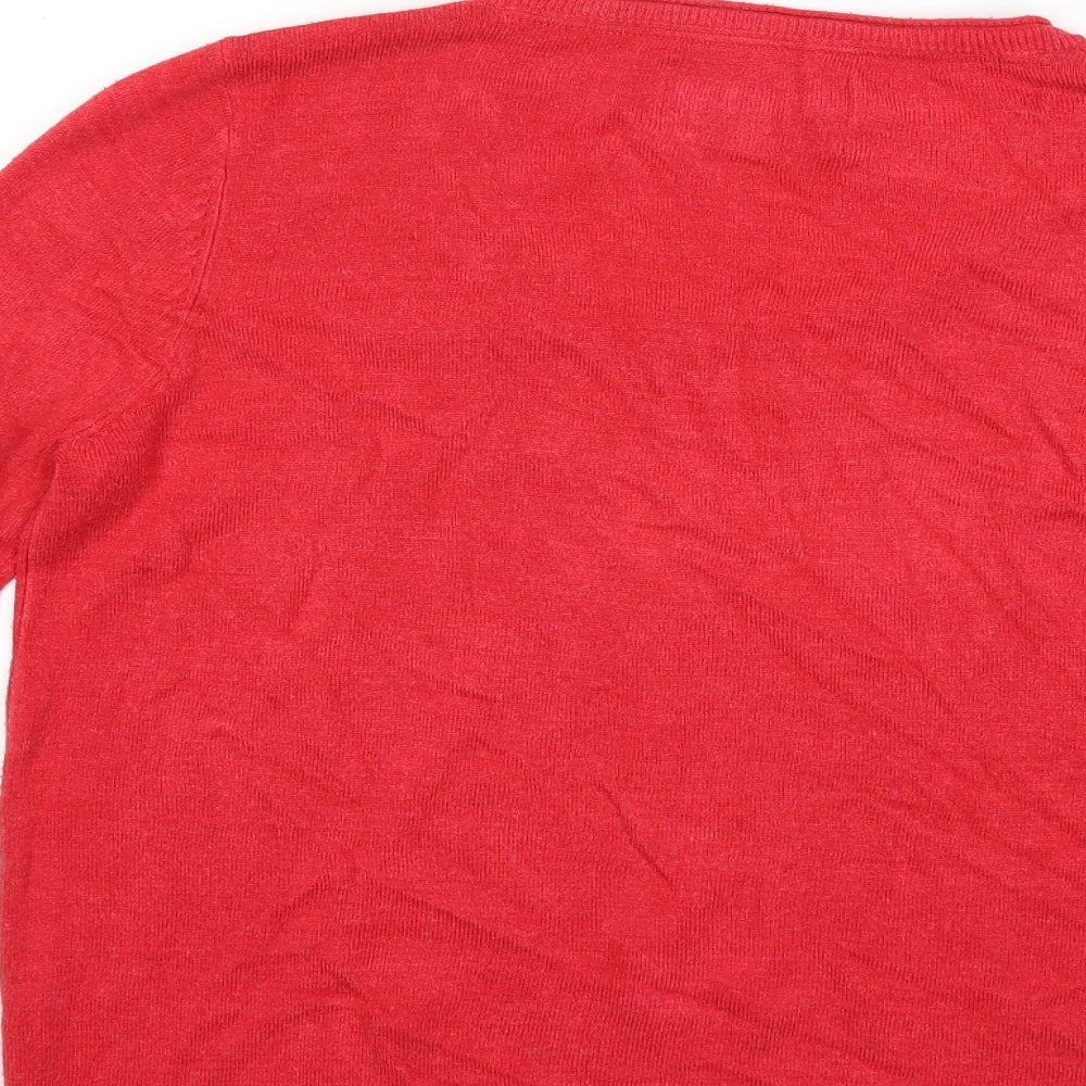 Maine Womens Red  Knit Pullover Jumper Size 16