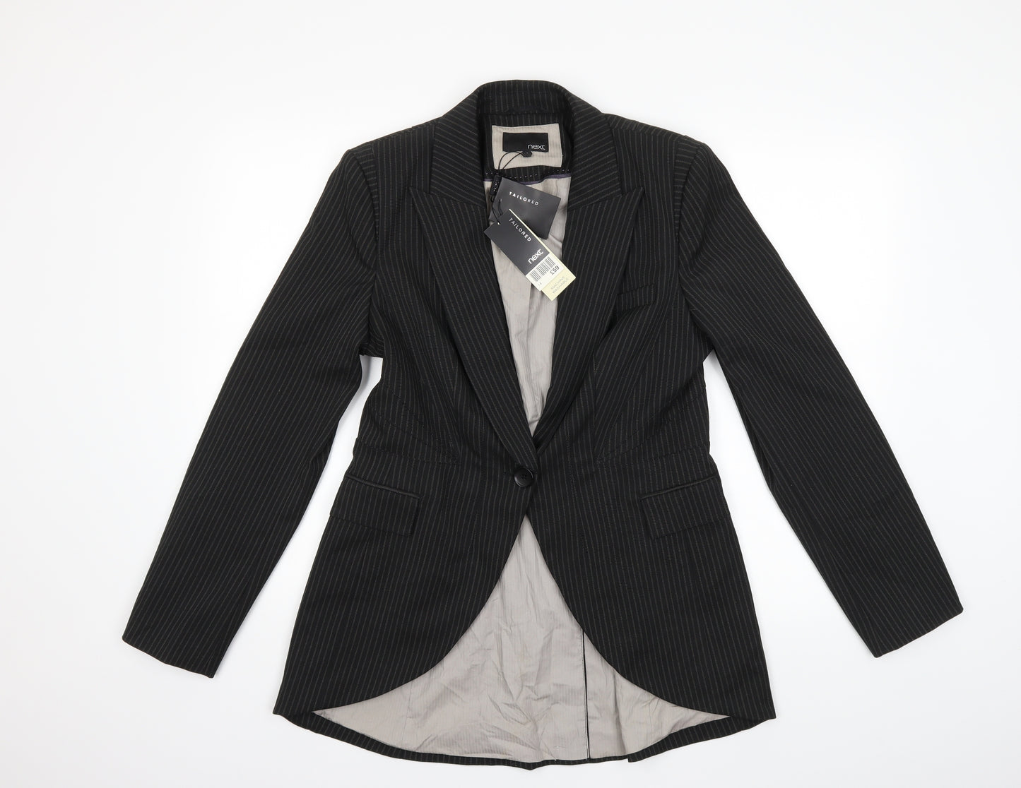 NEXT Womens Black Striped  Jacket Suit Jacket Size 14