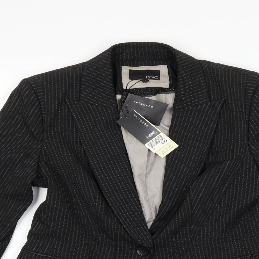 NEXT Womens Black Striped  Jacket Suit Jacket Size 14