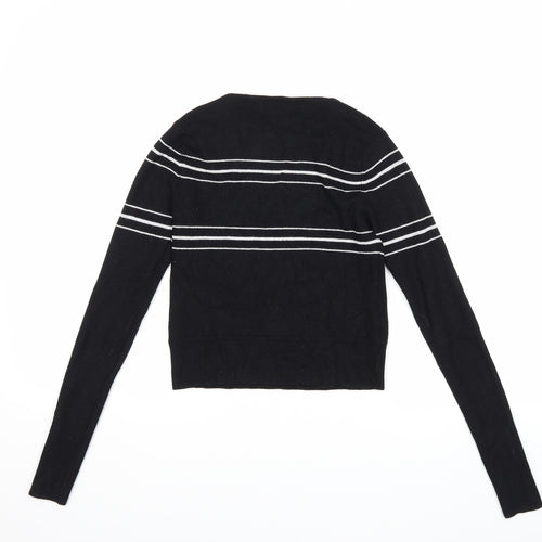 Zara Womens Black Striped Knit Pullover Jumper Size S
