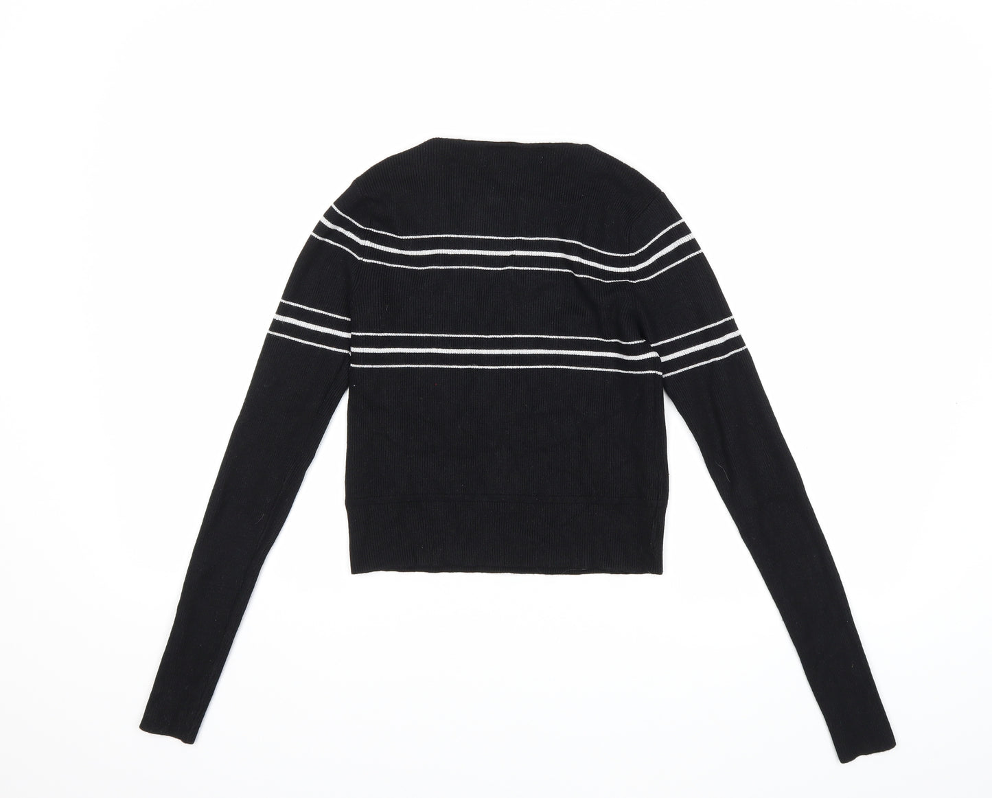 Zara Womens Black Striped Knit Pullover Jumper Size S