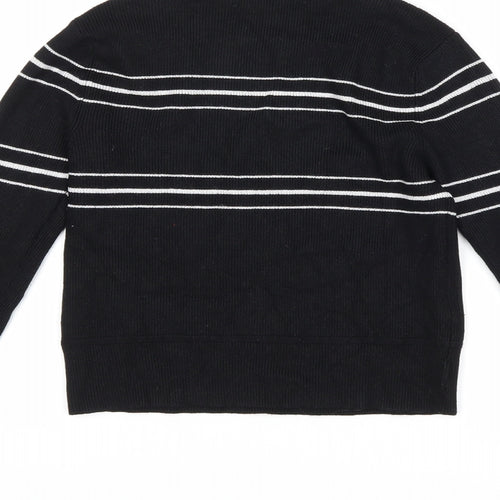 Zara Womens Black Striped Knit Pullover Jumper Size S