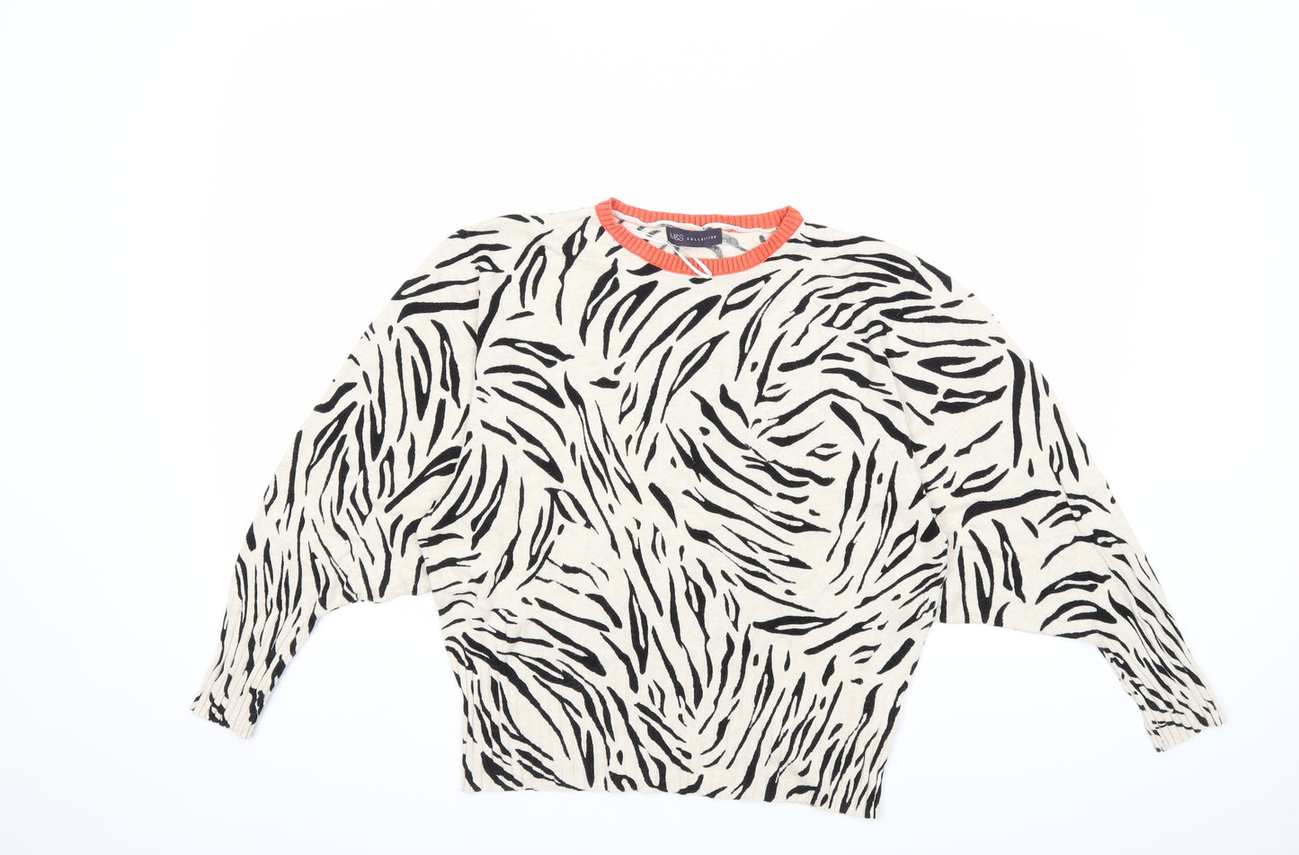 Marks and Spencer Womens Beige Animal Print Knit Pullover Jumper Size M