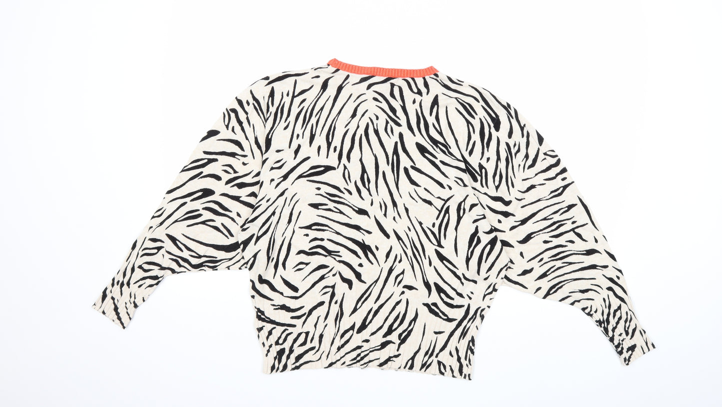 Marks and Spencer Womens Beige Animal Print Knit Pullover Jumper Size M