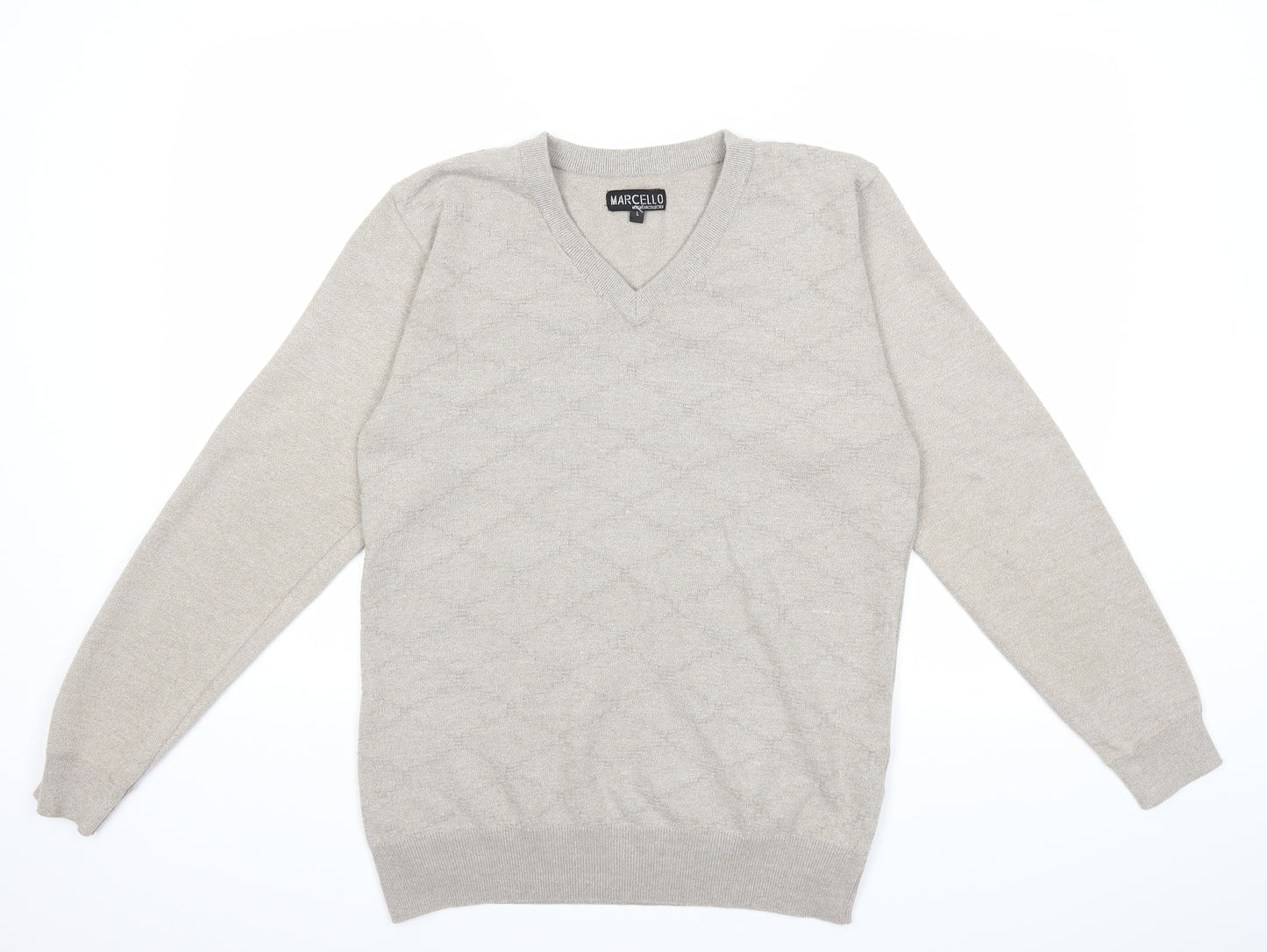 Marcello Mens Beige  Knit Pullover Jumper Size L