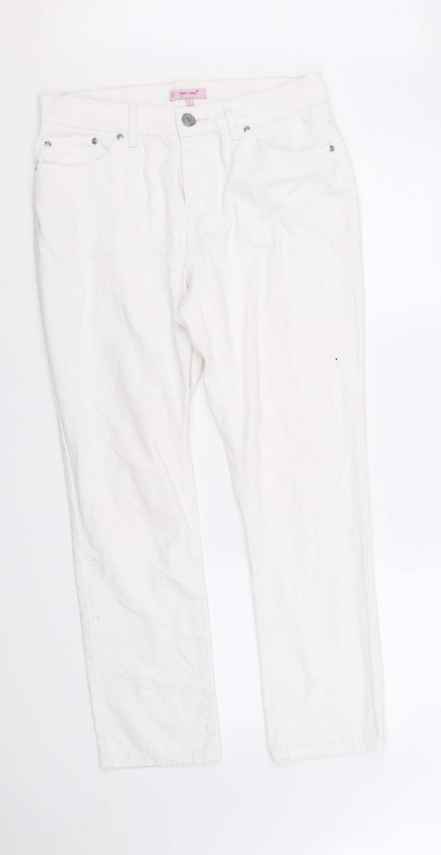 Per Una Womens White   Straight Jeans Size 12 L31 in