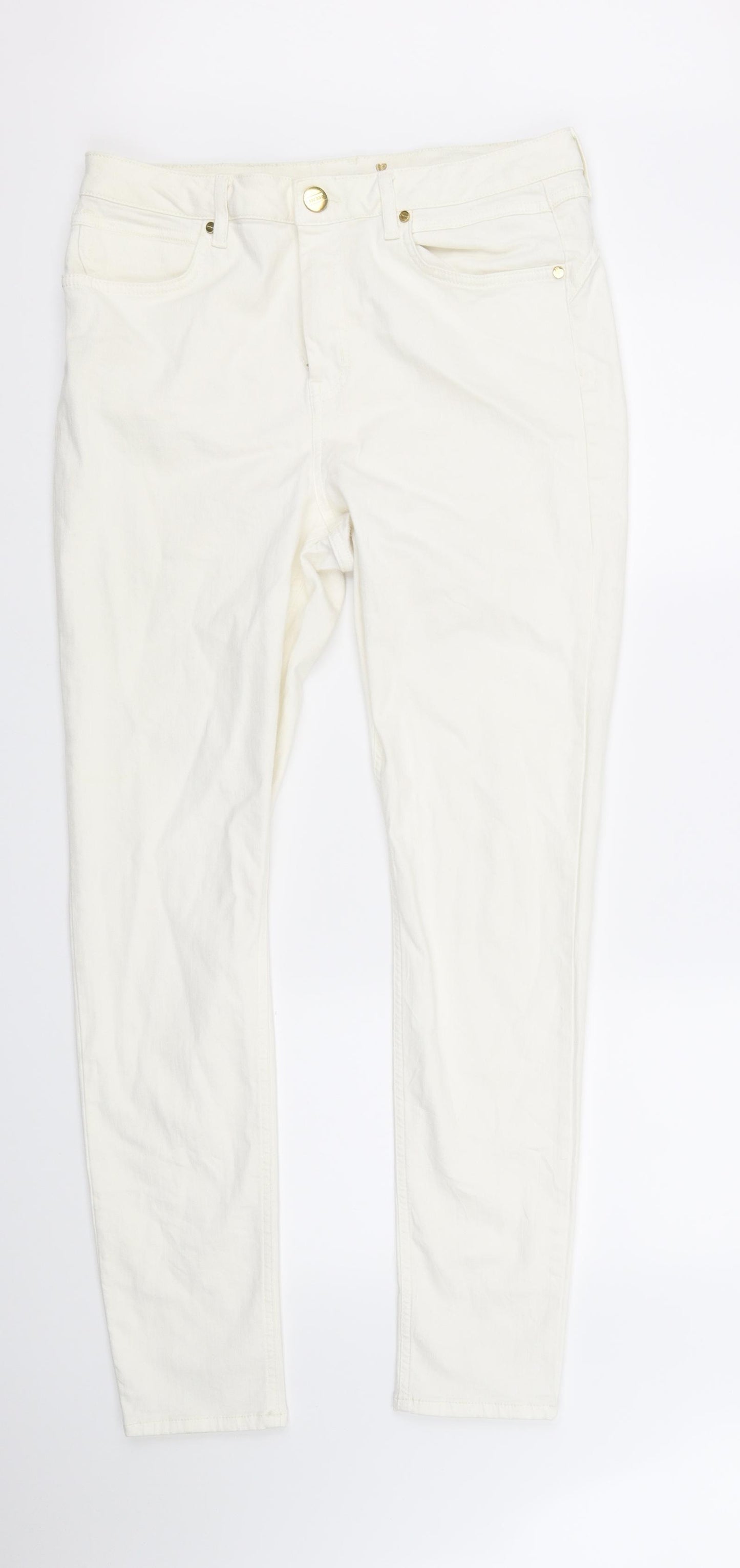 M&S Collection Womens White   Straight Jeans Size 16 L33 in