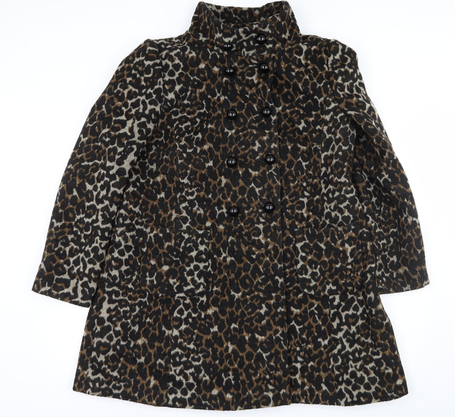 F&F Womens Brown Animal Print  Overcoat Coat Size 18