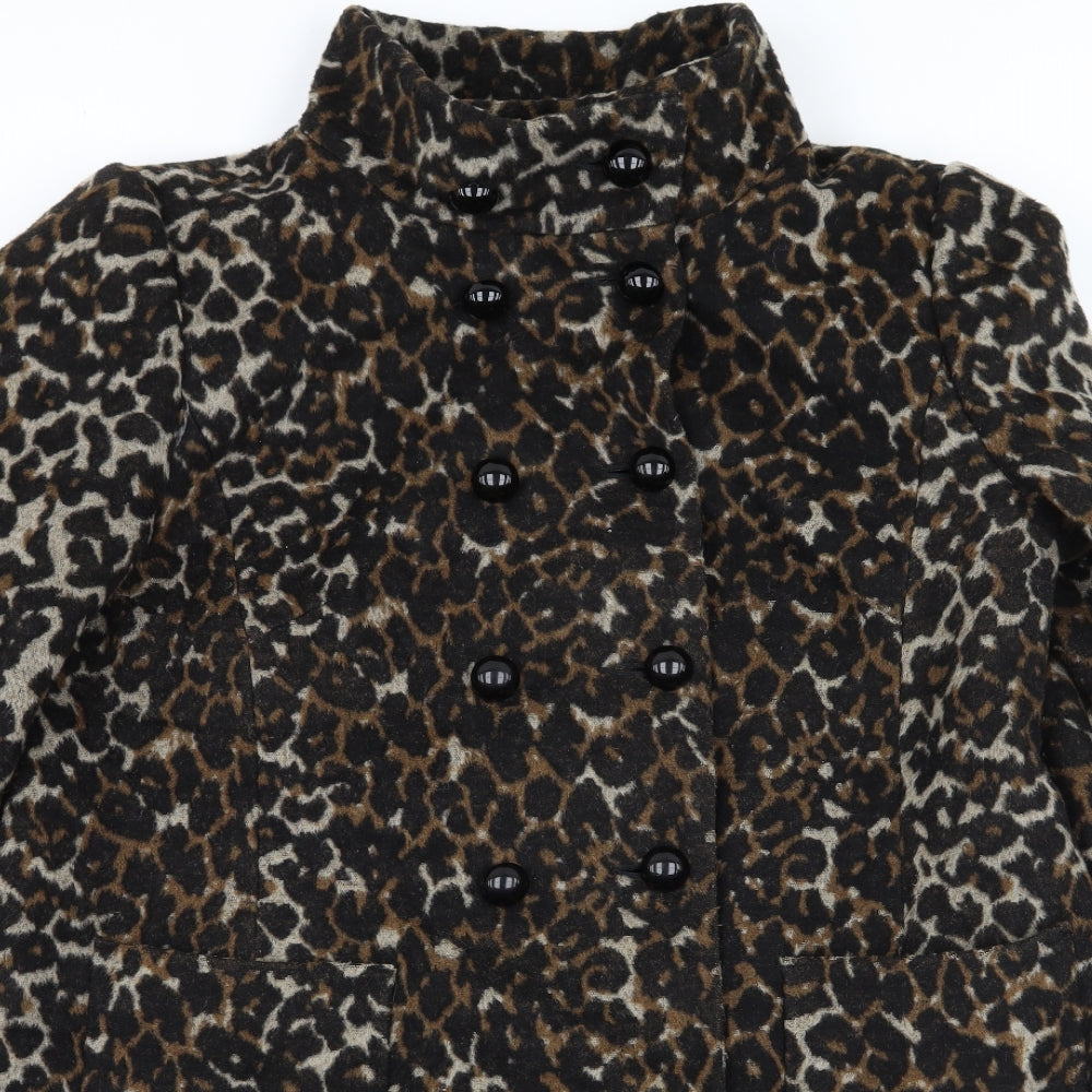 F&F Womens Brown Animal Print  Overcoat Coat Size 18