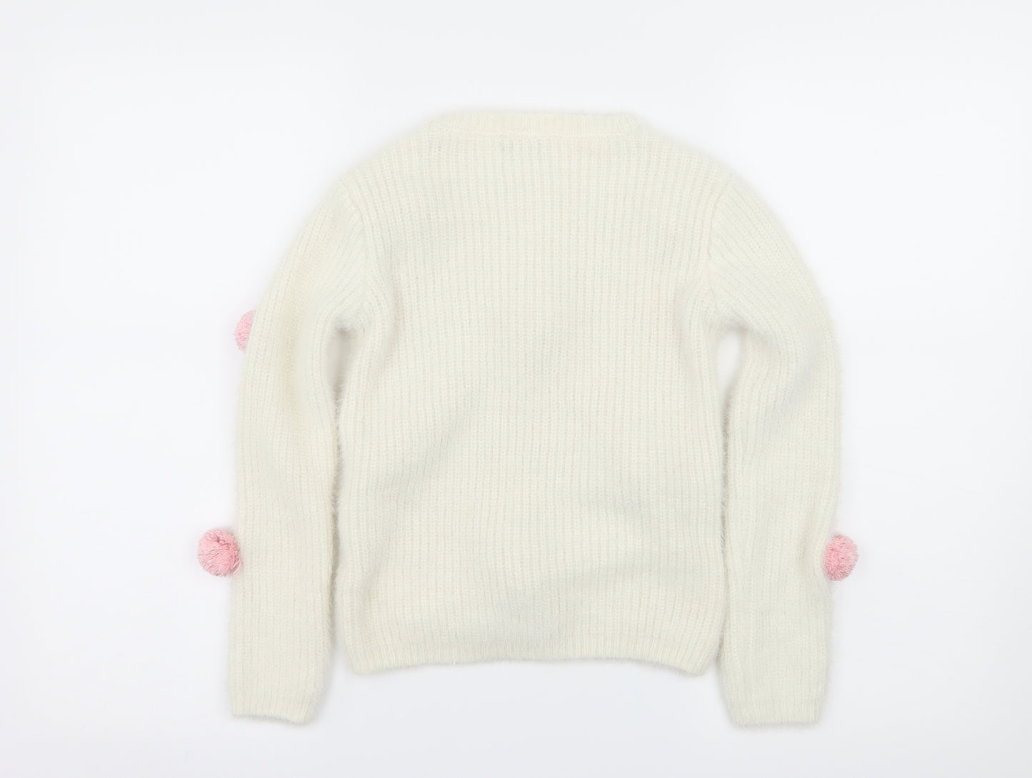 Primark Girls Ivory Polka Dot Knit Pullover Jumper Size 9-10 Years