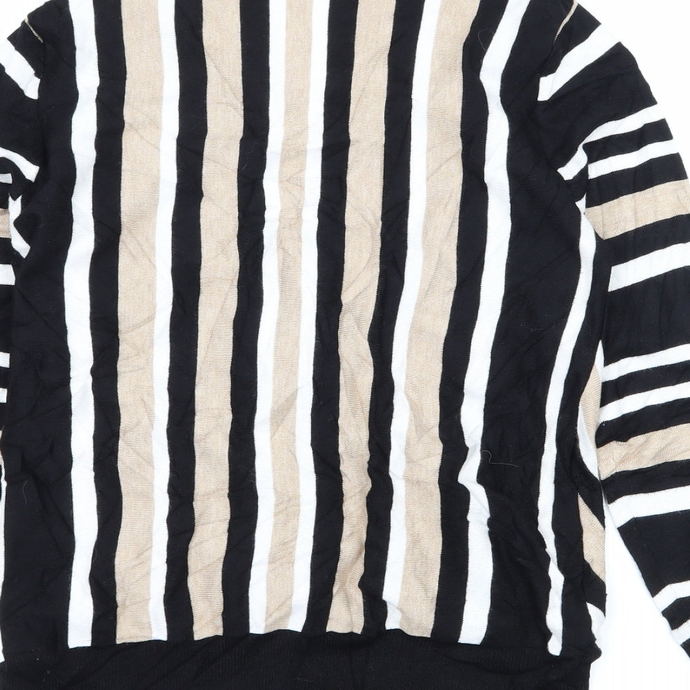 M&Co Womens Black Striped Knit Pullover Jumper Size 14