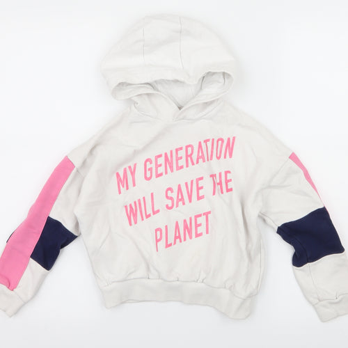 F&F Girls White  Jersey Pullover Hoodie Size 7-8 Years  - My Generation
