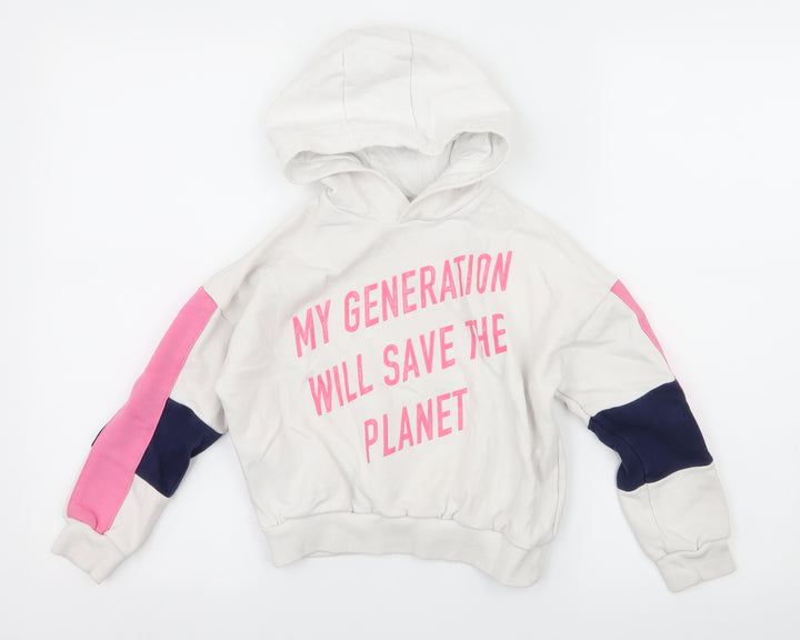 F&F Girls White  Jersey Pullover Hoodie Size 7-8 Years  - My Generation