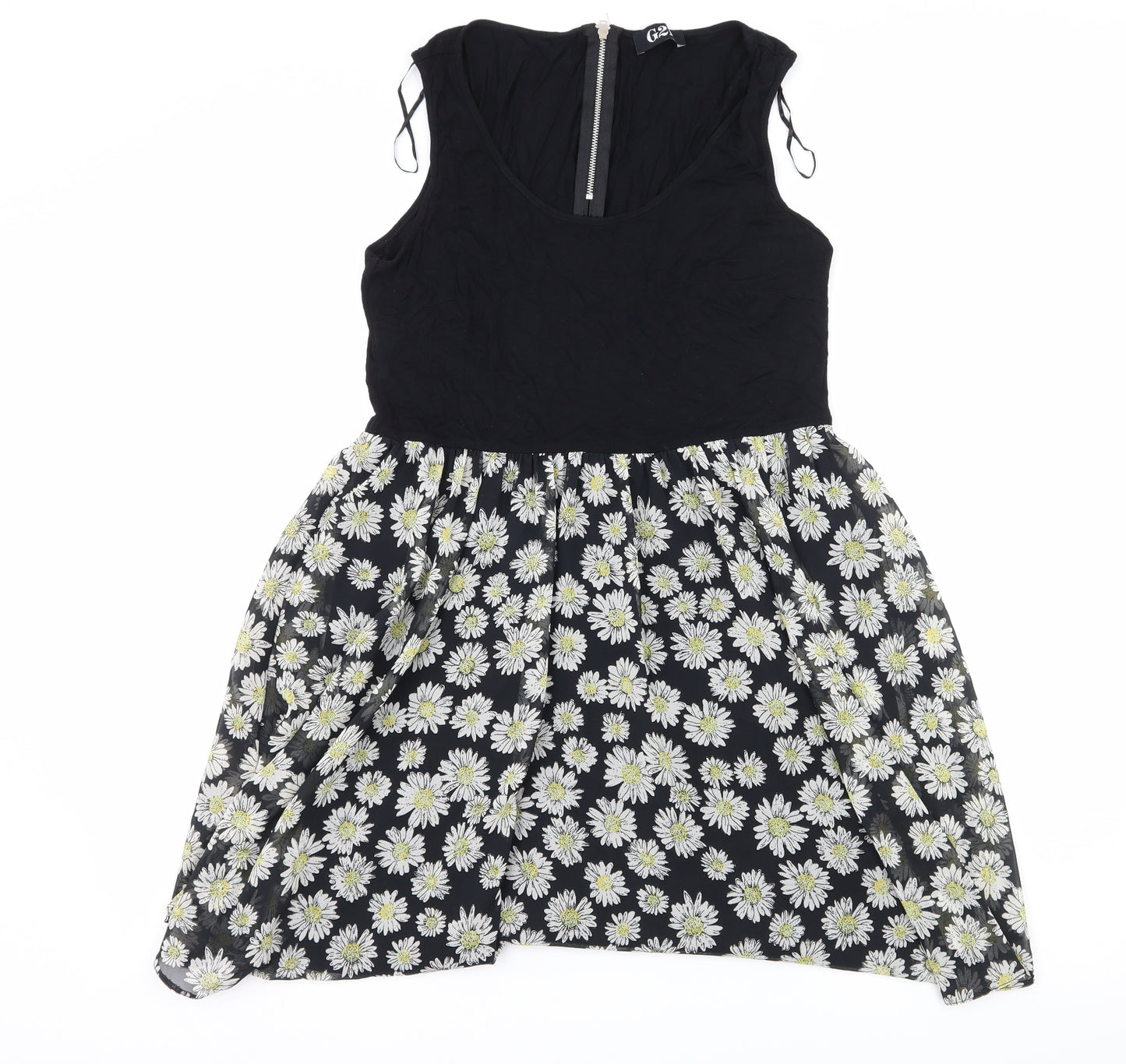 George Womens Black Floral  Skater Dress  Size 14