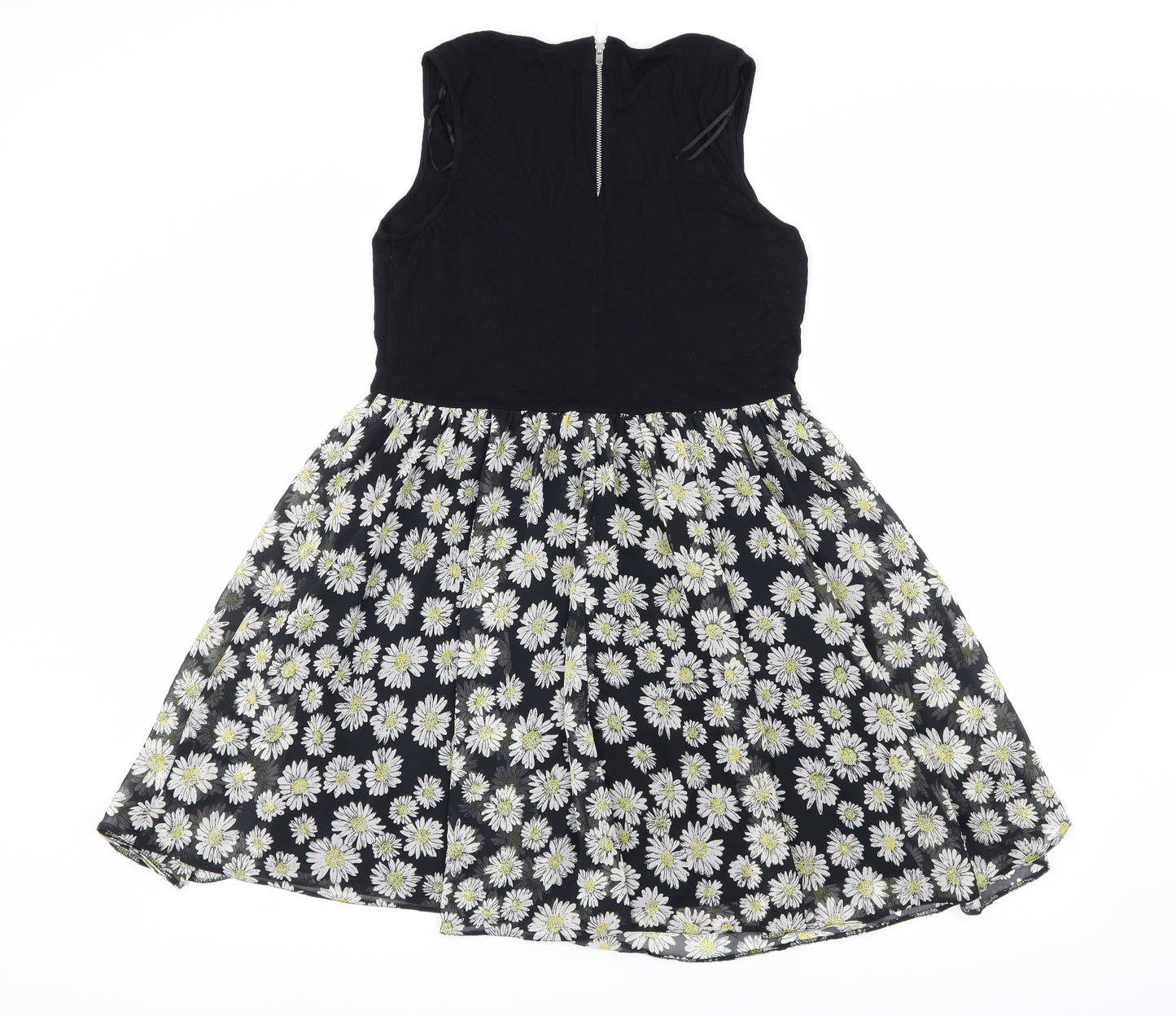 George Womens Black Floral  Skater Dress  Size 14