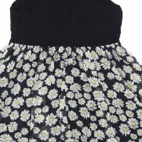George Womens Black Floral  Skater Dress  Size 14