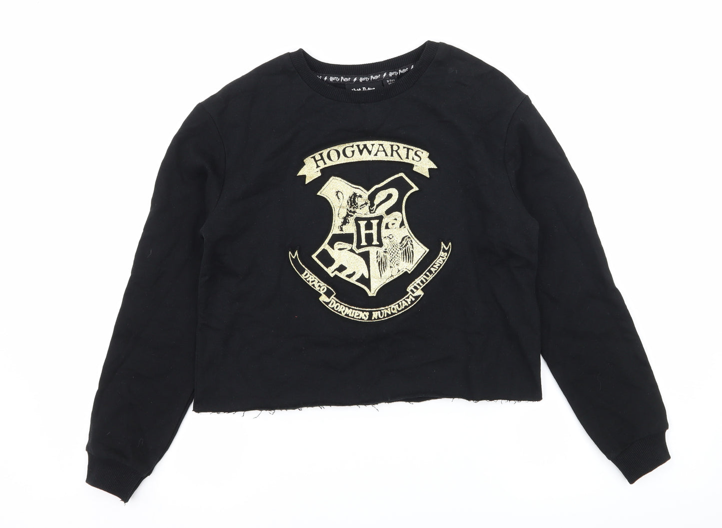 Primark Girls Black  Jersey Pullover Sweatshirt Size 10-11 Years  - Hogwarts