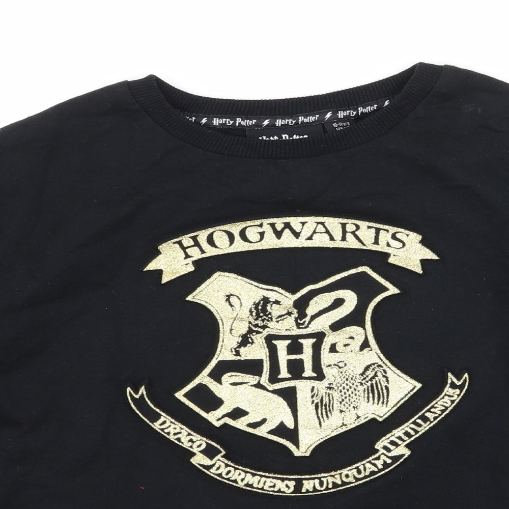 Primark Girls Black  Jersey Pullover Sweatshirt Size 10-11 Years  - Hogwarts