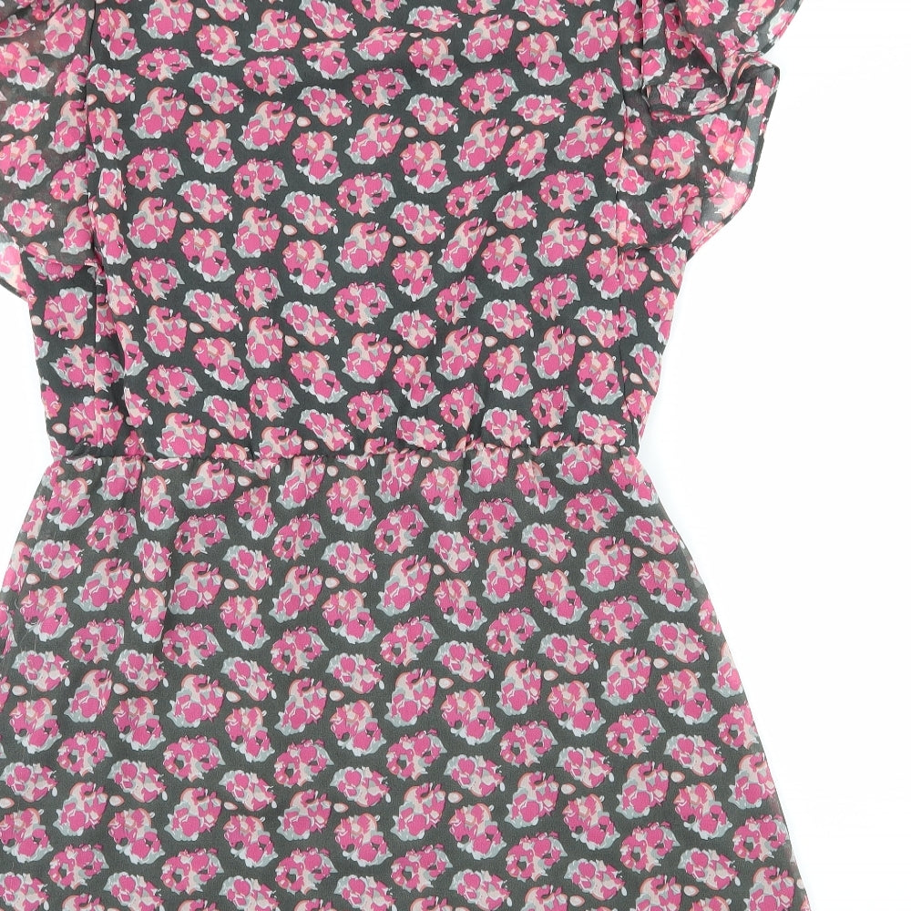 George Womens Pink Floral Chiffon A-Line  Size 12