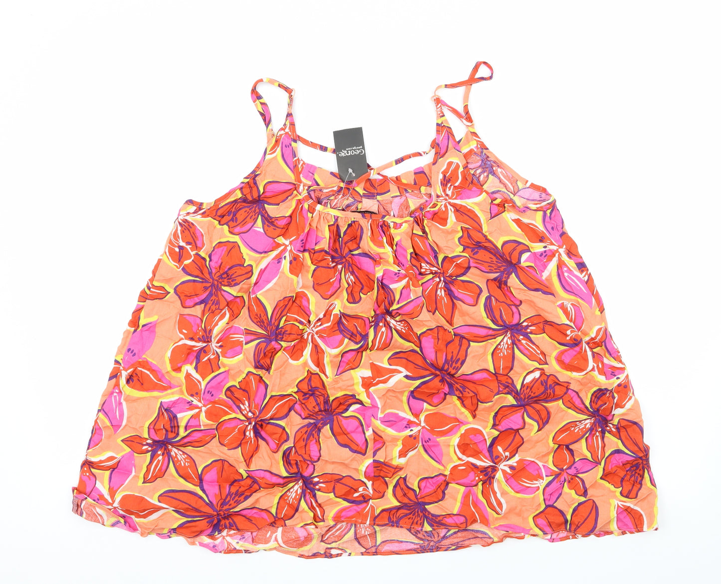 George Womens Orange Floral  Camisole Tank Size 16