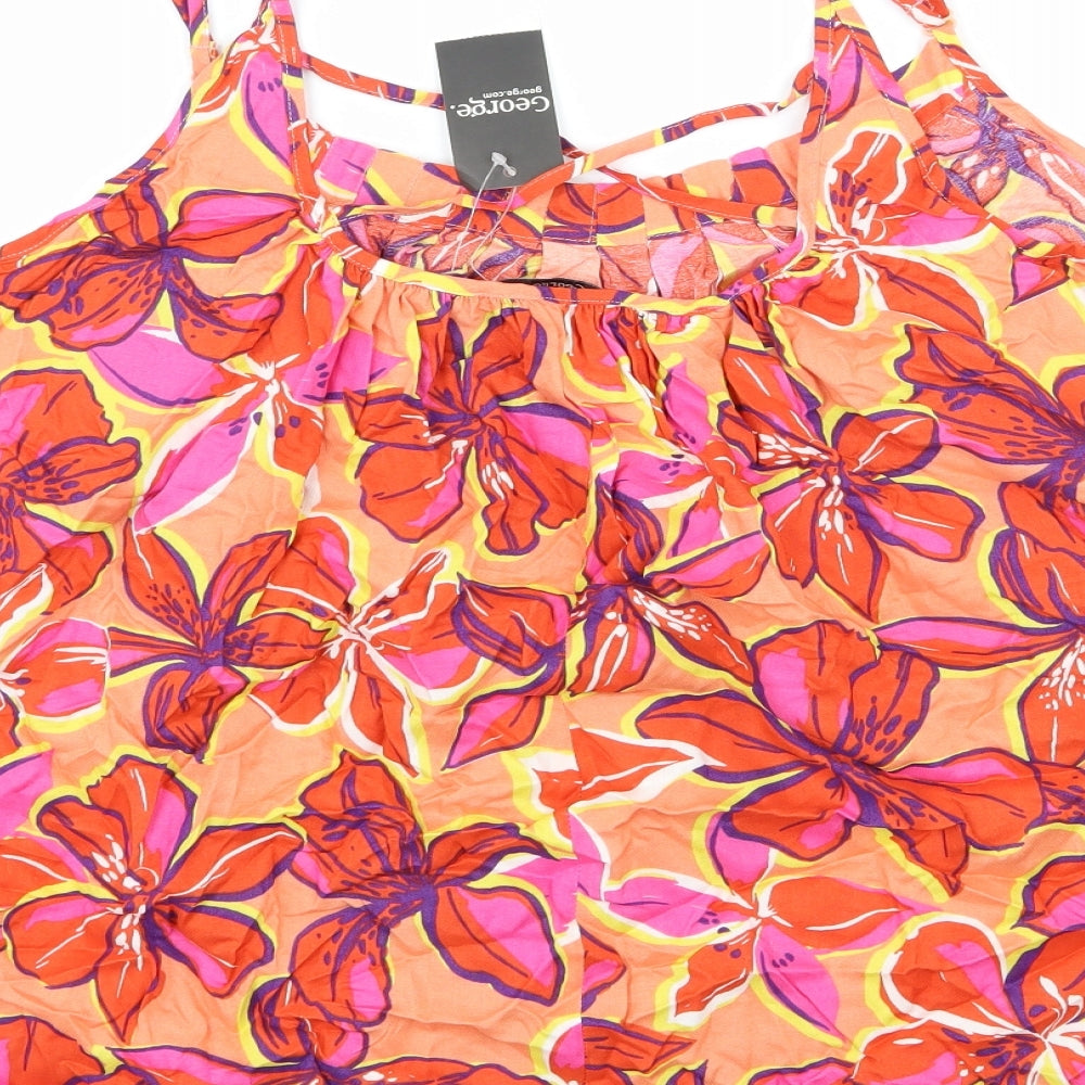 George Womens Orange Floral  Camisole Tank Size 16
