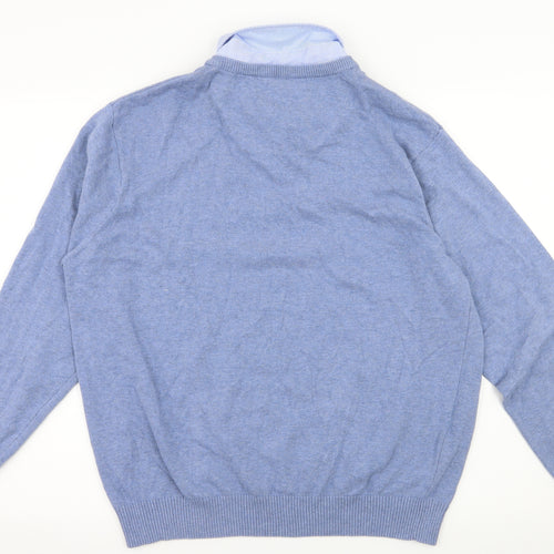 Cotton Traders Mens Blue  Knit Pullover Jumper Size L