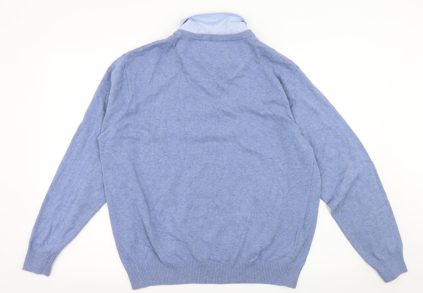 Cotton Traders Mens Blue  Knit Pullover Jumper Size L