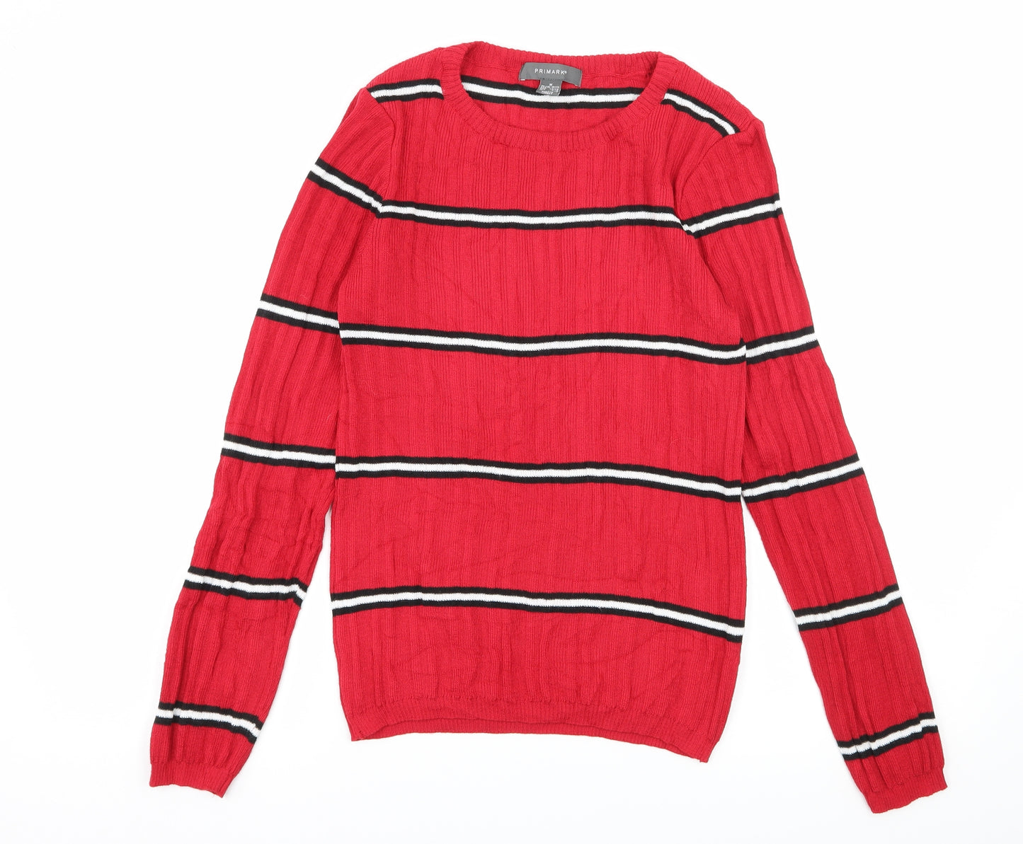 Primark Womens Red Striped Knit Pullover Jumper Size 12