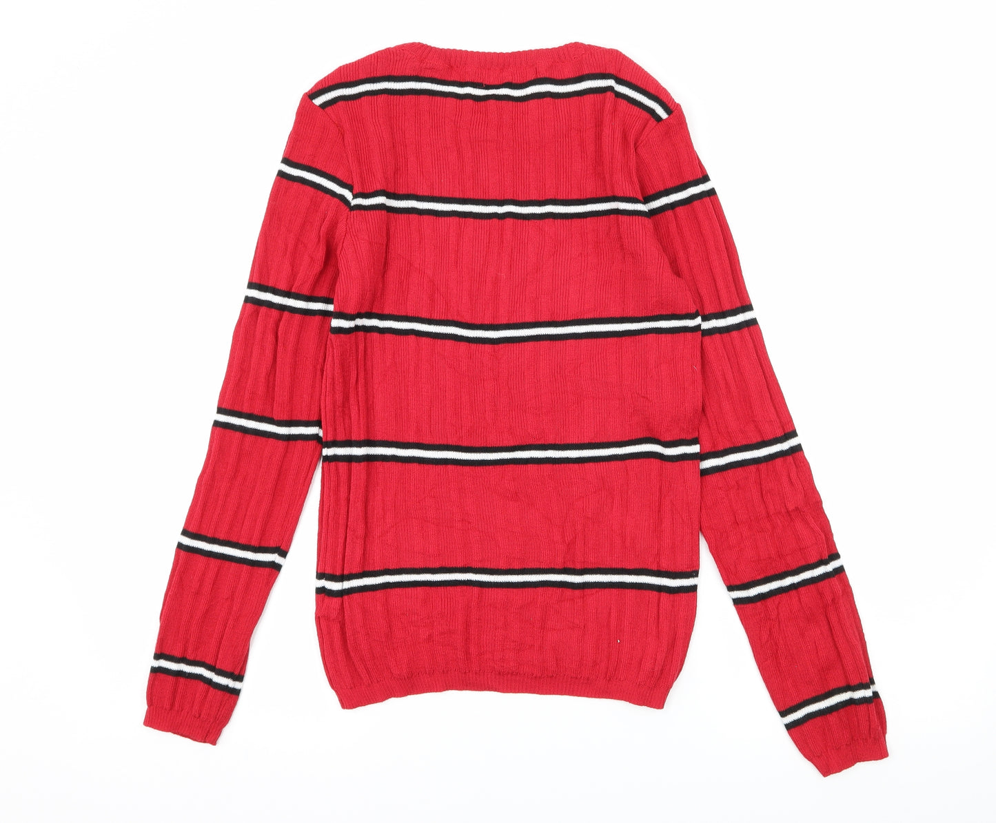 Primark Womens Red Striped Knit Pullover Jumper Size 12