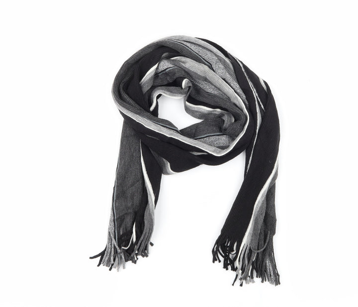 Preworn Mens Grey Striped Knit Rectangle Scarf Scarf One Size