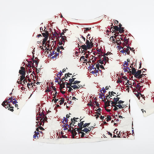 NEXT Womens White Floral Knit Pullover Jumper Size 12