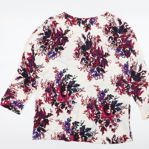 NEXT Womens White Floral Knit Pullover Jumper Size 12