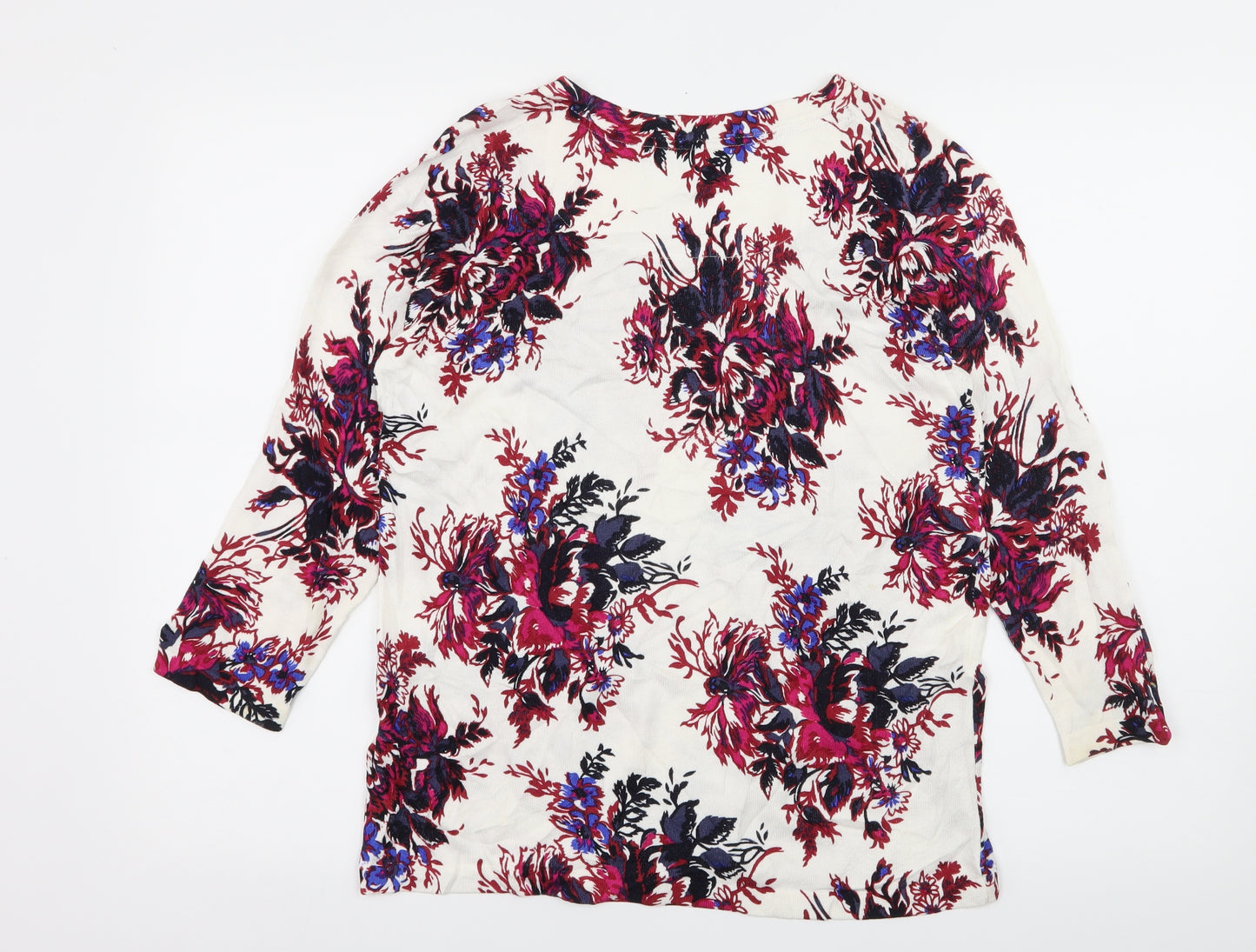 NEXT Womens White Floral Knit Pullover Jumper Size 12