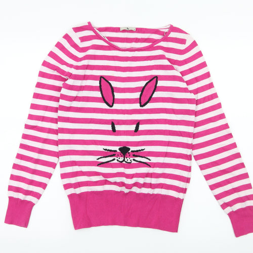 TU Womens Pink Striped Knit Pullover Jumper Size 12  - Rabbit