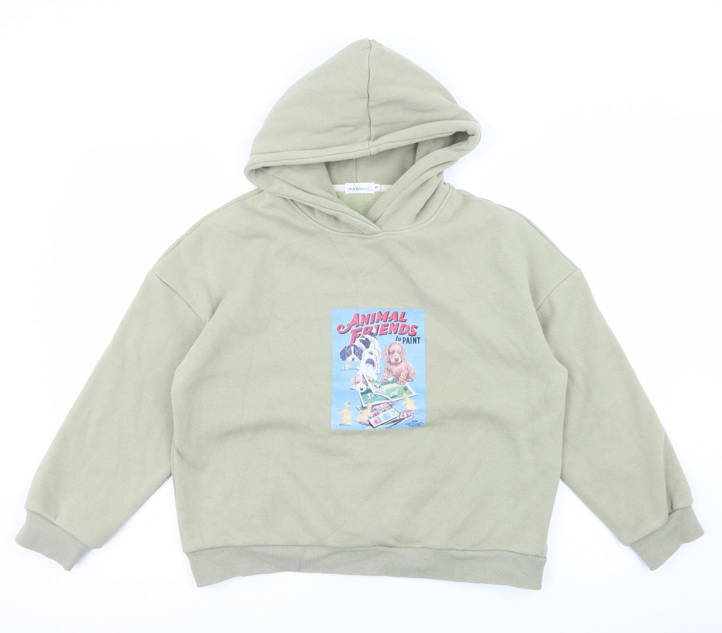 Milk Rabbit Womens Green  Jersey Pullover Hoodie Size S  - Animal Friends