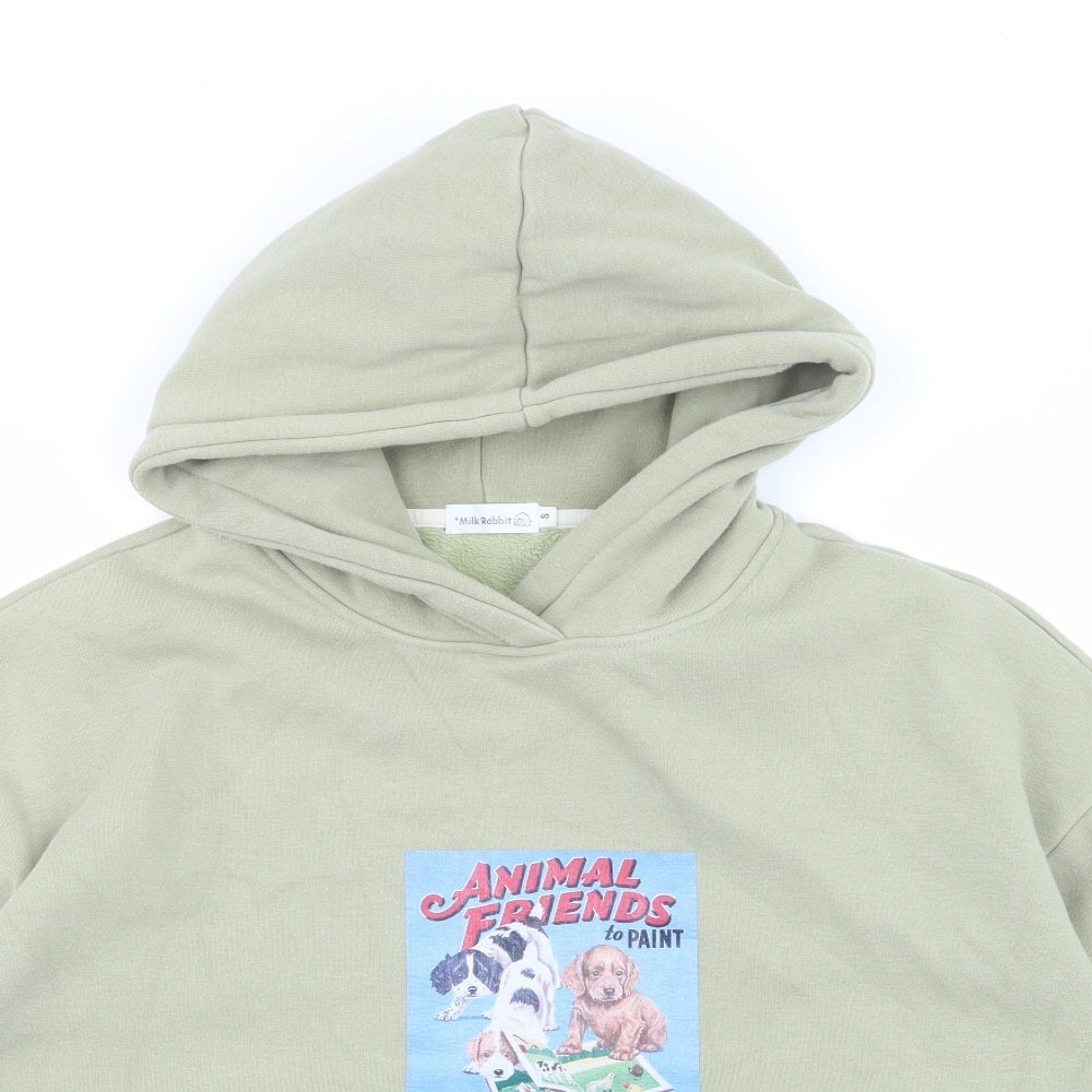 Milk Rabbit Womens Green  Jersey Pullover Hoodie Size S  - Animal Friends